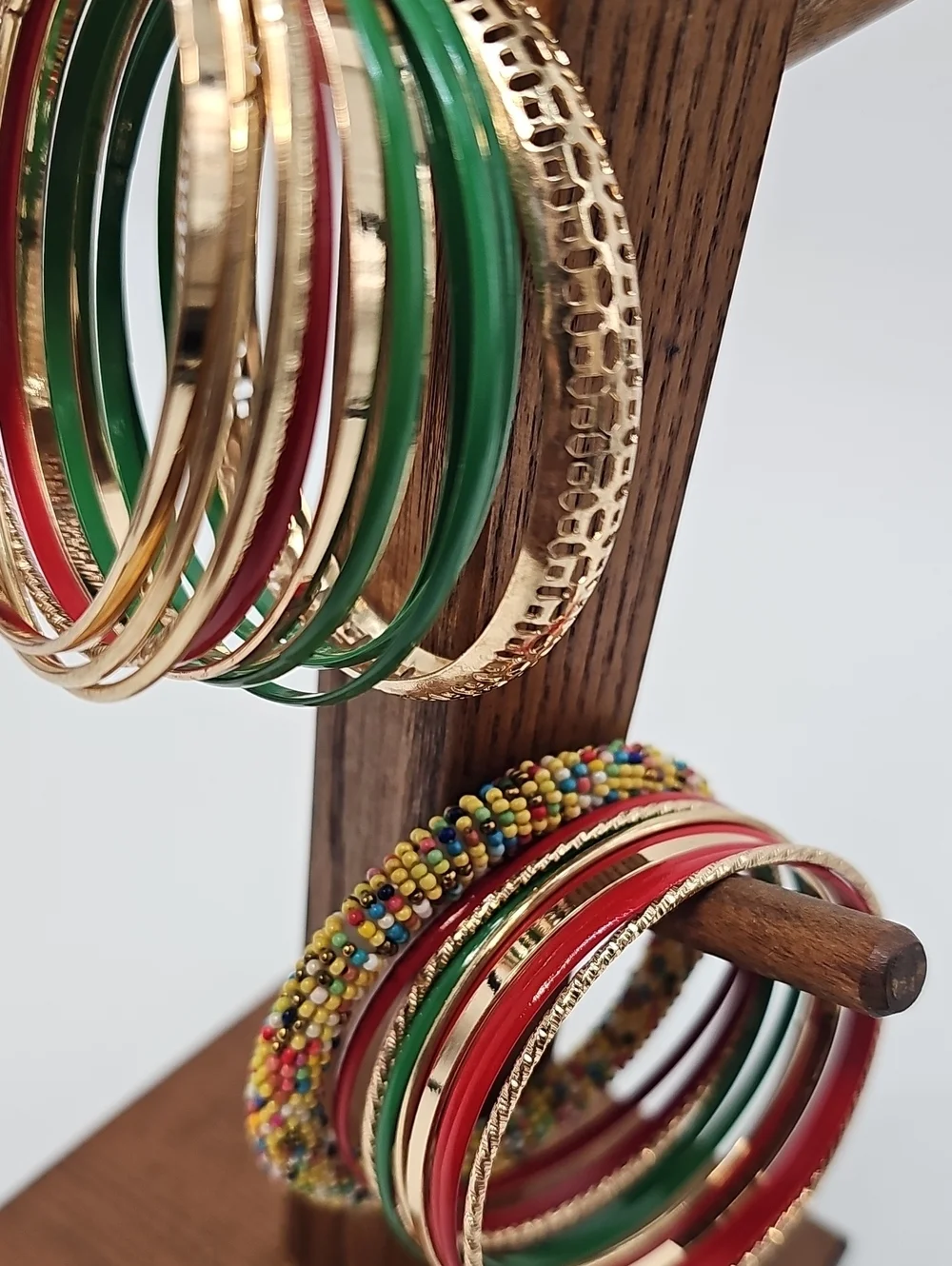 24 Colorful Bangles Bundle Red Green Faux Gold & Multicolored Bracelets